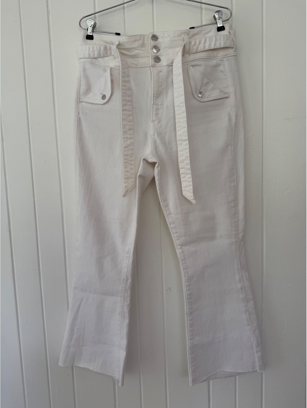 Veronica Beard White Denim Jeans with Belt Size 32